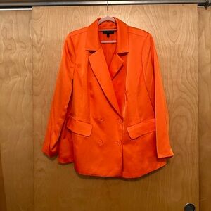 Eloquii Satin Orange Double-Breasted Blazer